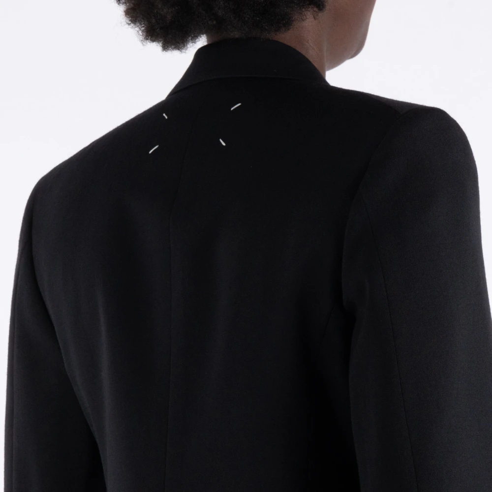 Maison Margiela Zwarte Wollen Jas Black Dames