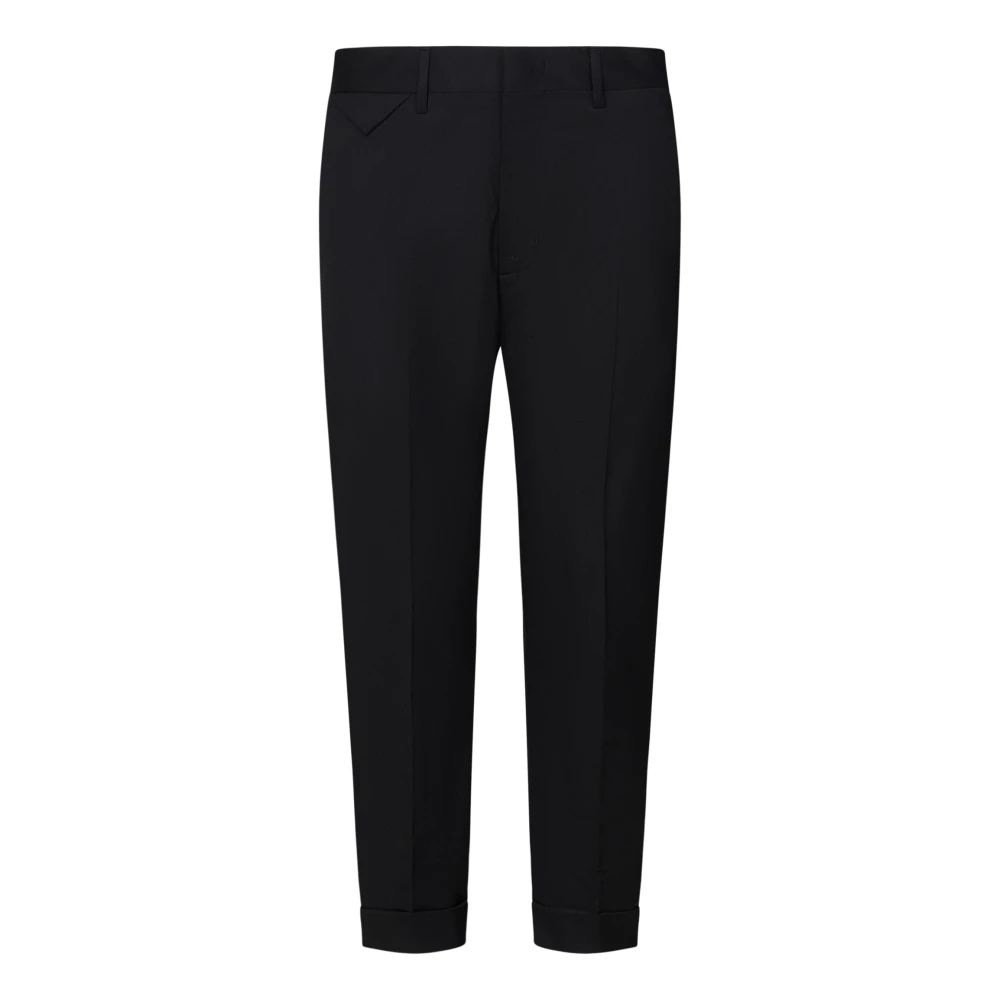 Low Brand Zwarte Wolmix Cropped Broek Black Heren