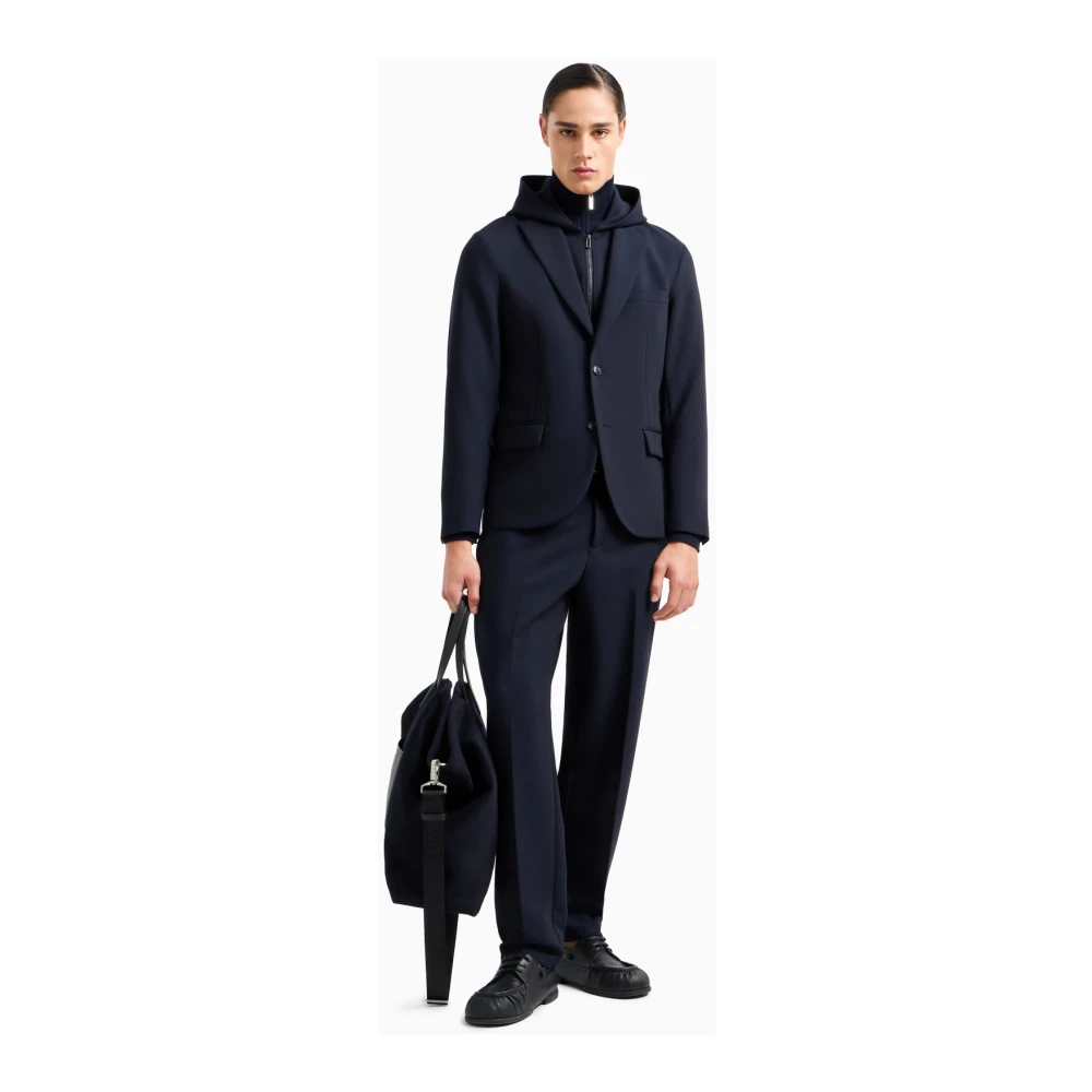 Emporio Armani Blauwe elastische taille broek Blue Heren