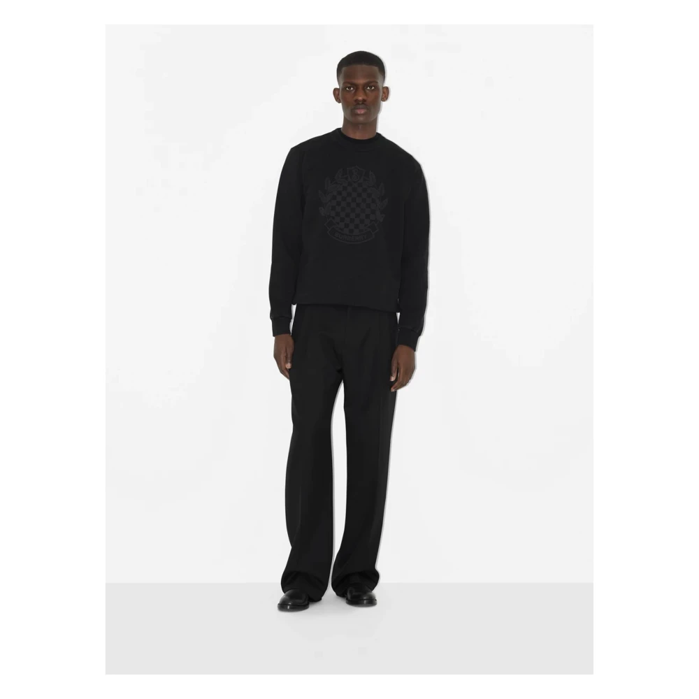 Burberry Geruit Katoenen Sweatshirt met Wapenschild Black Heren
