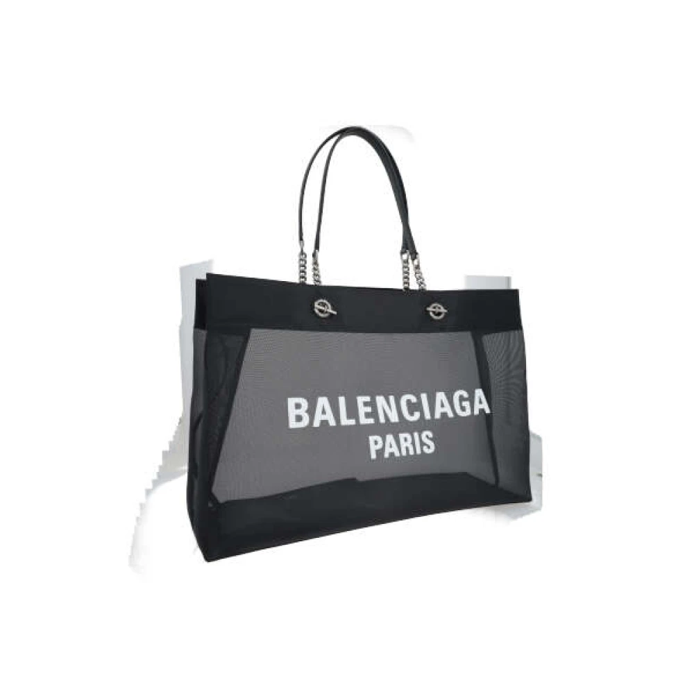 Balenciaga Mesh Tote Tas met Logo Print Black Dames