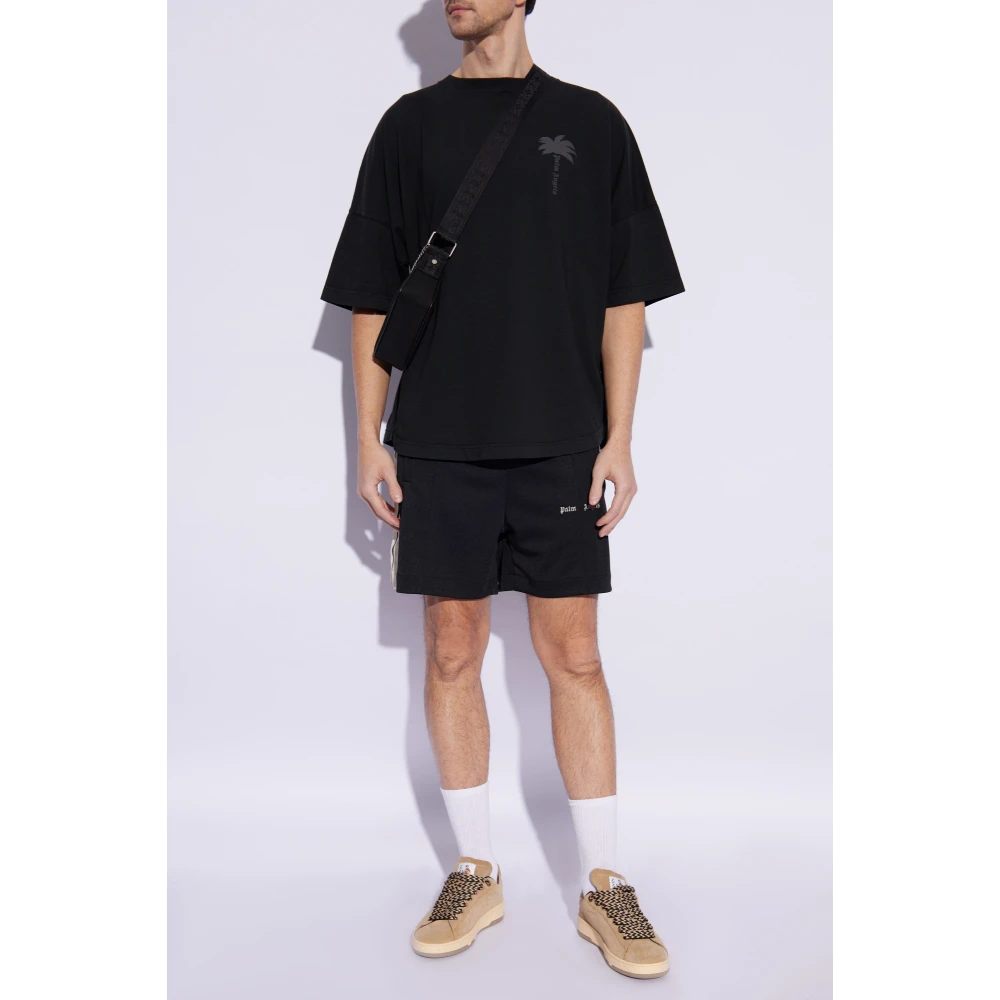 Palm Angels Shorts met geborduurd logo Black Heren