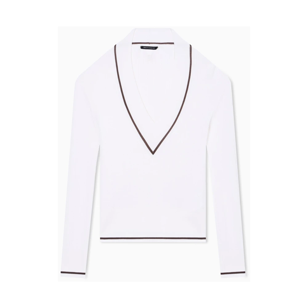 Armani Exchange Vrouw Wit Truien & Vesten Dames, M, Woven Detail Pullover