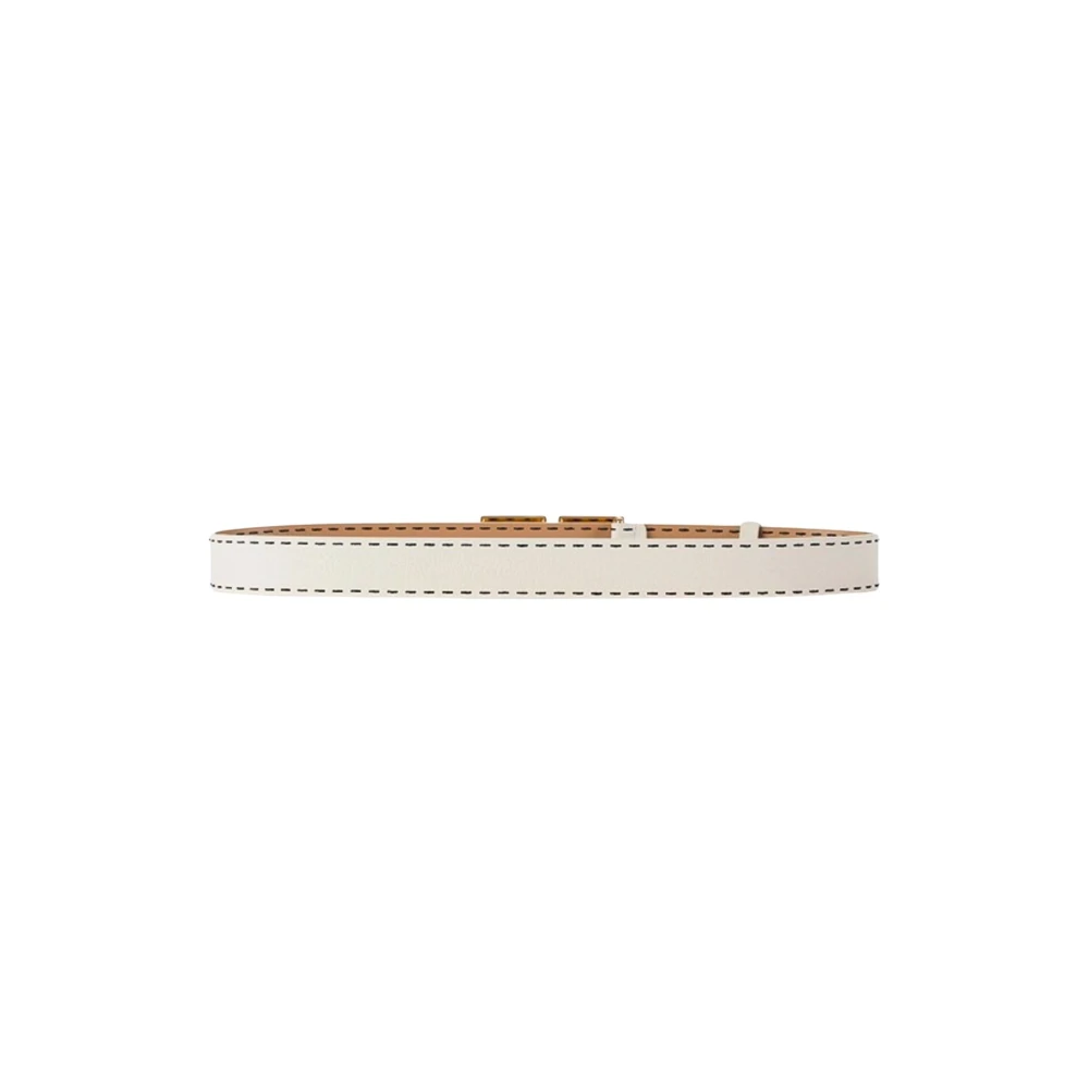 Elisabetta Franchi Hoog getailleerde leren riem met logogesp Beige Dames