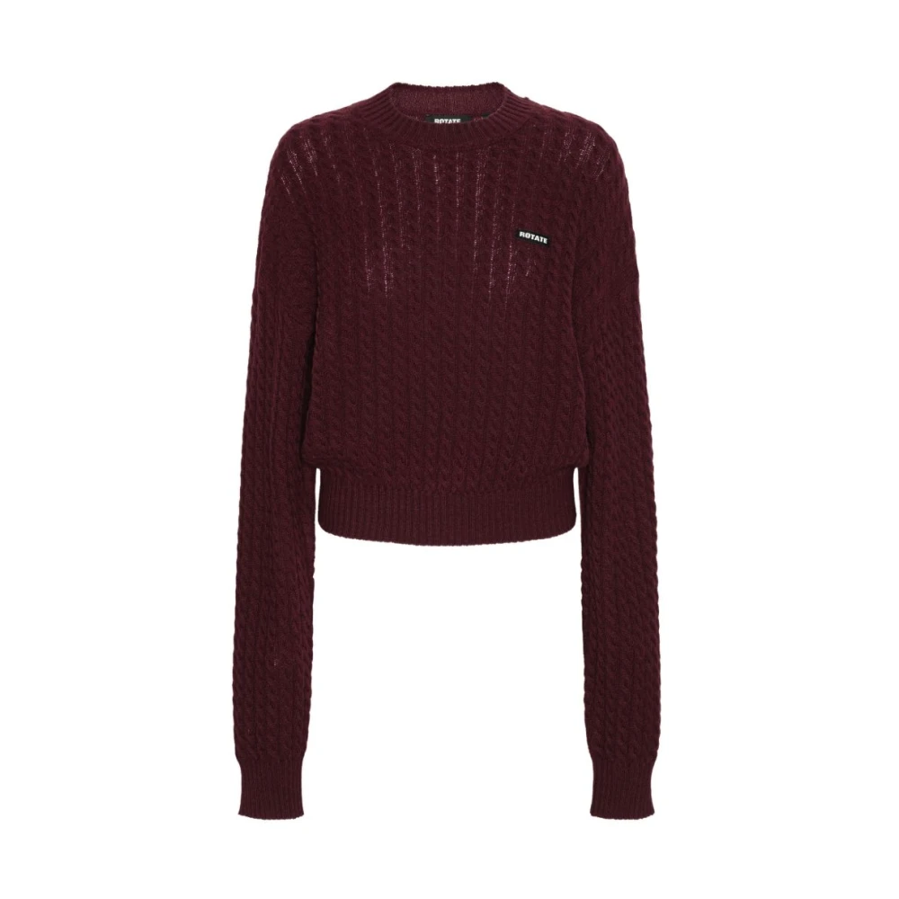 Rotate Birger Christensen Women's Red Knit Jumper - Round-Neck Knitwear - M - Knitwear