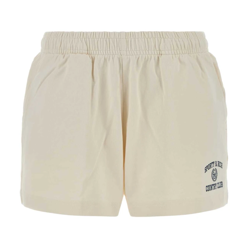 Sporty & Rich Women's White Short Shorts, S, Varsity Crest Disco Shorts