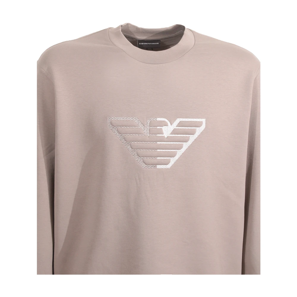 Emporio Armani Beige Crew-neck Sweatshirt met Twee-tone Eagle Beige Heren