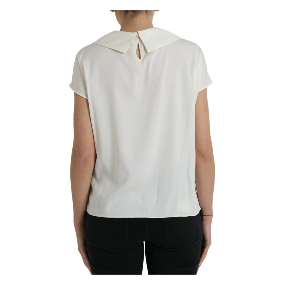 Dolce & Gabbana Elegante Off-White Zijden Kant Blouse White Dames