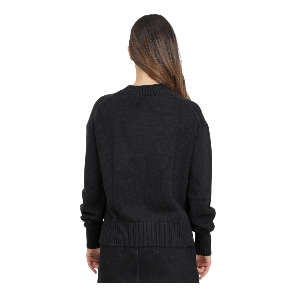 Calvin Klein Jeans Zwarte Crewneck Sweater met Monogram Black Dames
