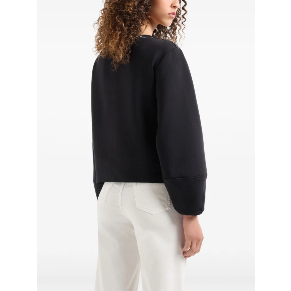 Emporio Armani Zwarte Sweater met Logodetail Black Dames