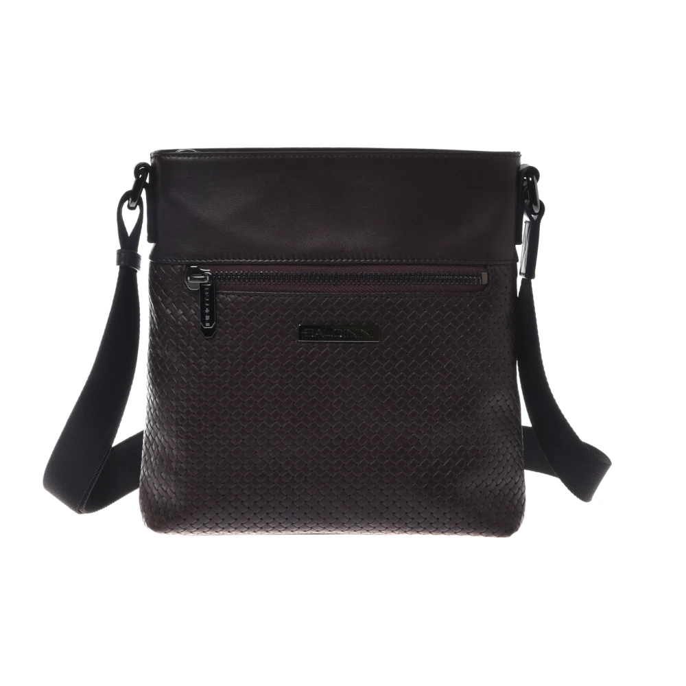 Baldinini Men's Brown Woven Print Crossbody Bag - Cross Body Messenger - One Size - Bags