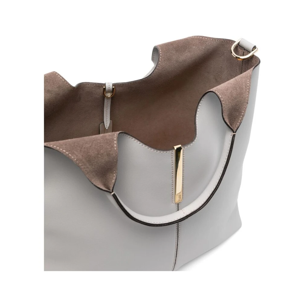 TOD'S Lichtgrijze Handtas met Kreeftklauw Gray Dames