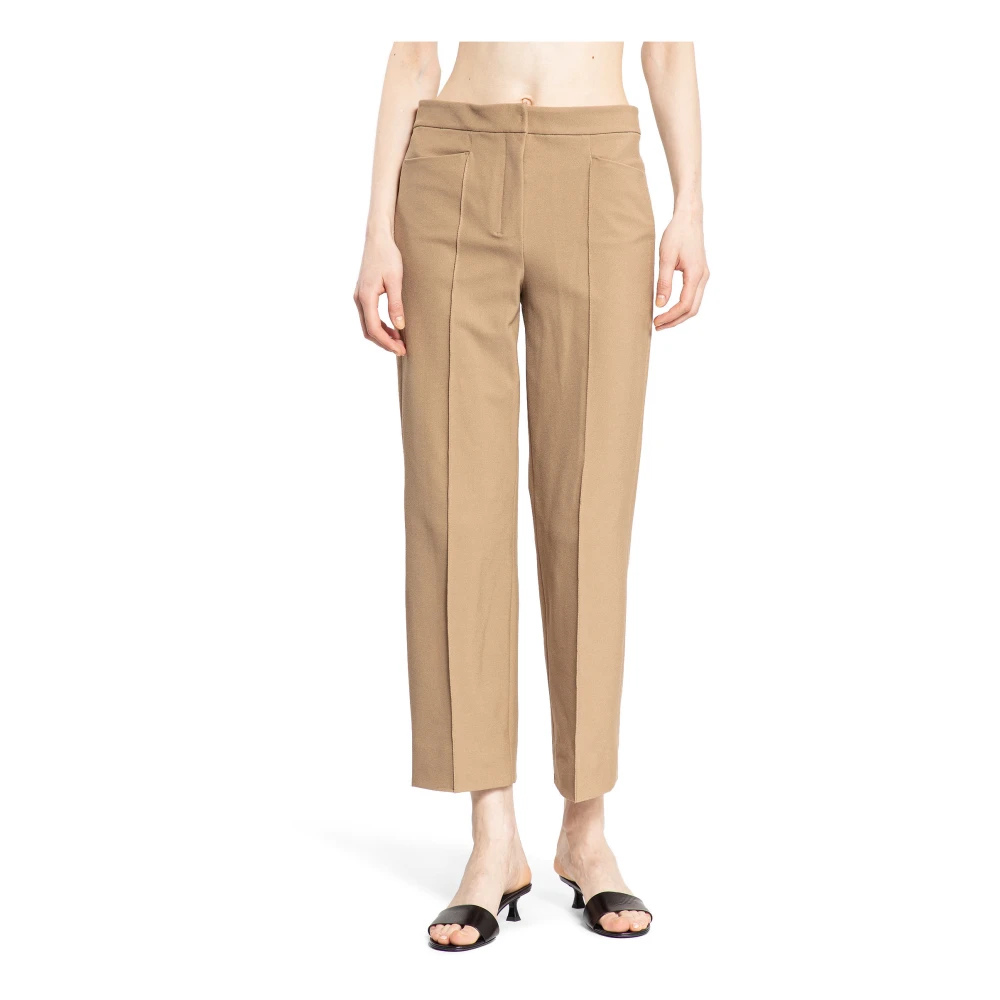 Max Mara Hoge Taille Beige Twill Broek Beige Dames