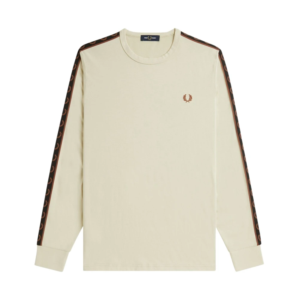 Fred Perry Taped Long Sleeve Tee Beige Heren