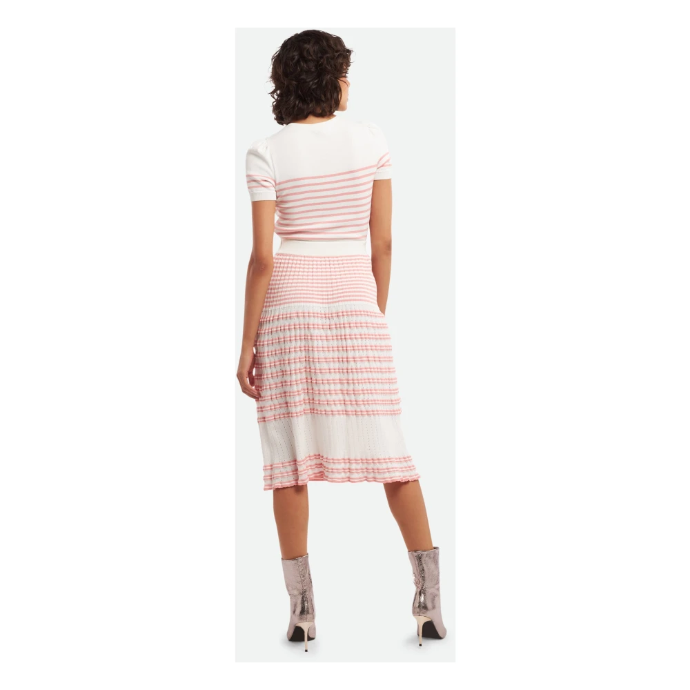 Elisabetta Franchi Roze Gestreepte Jurk met Strikdetail Pink Dames
