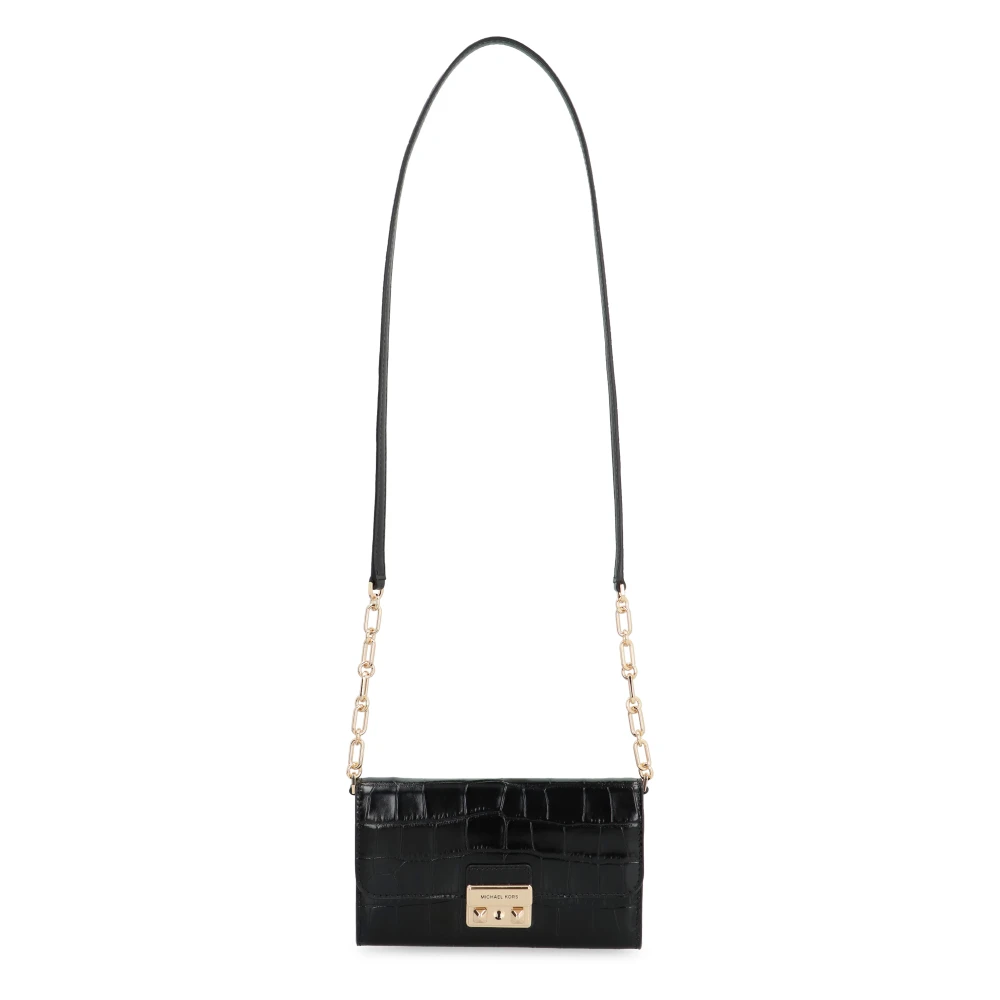 Michael Kors Croco Lederen Portemonnee met Ketting Black Dames