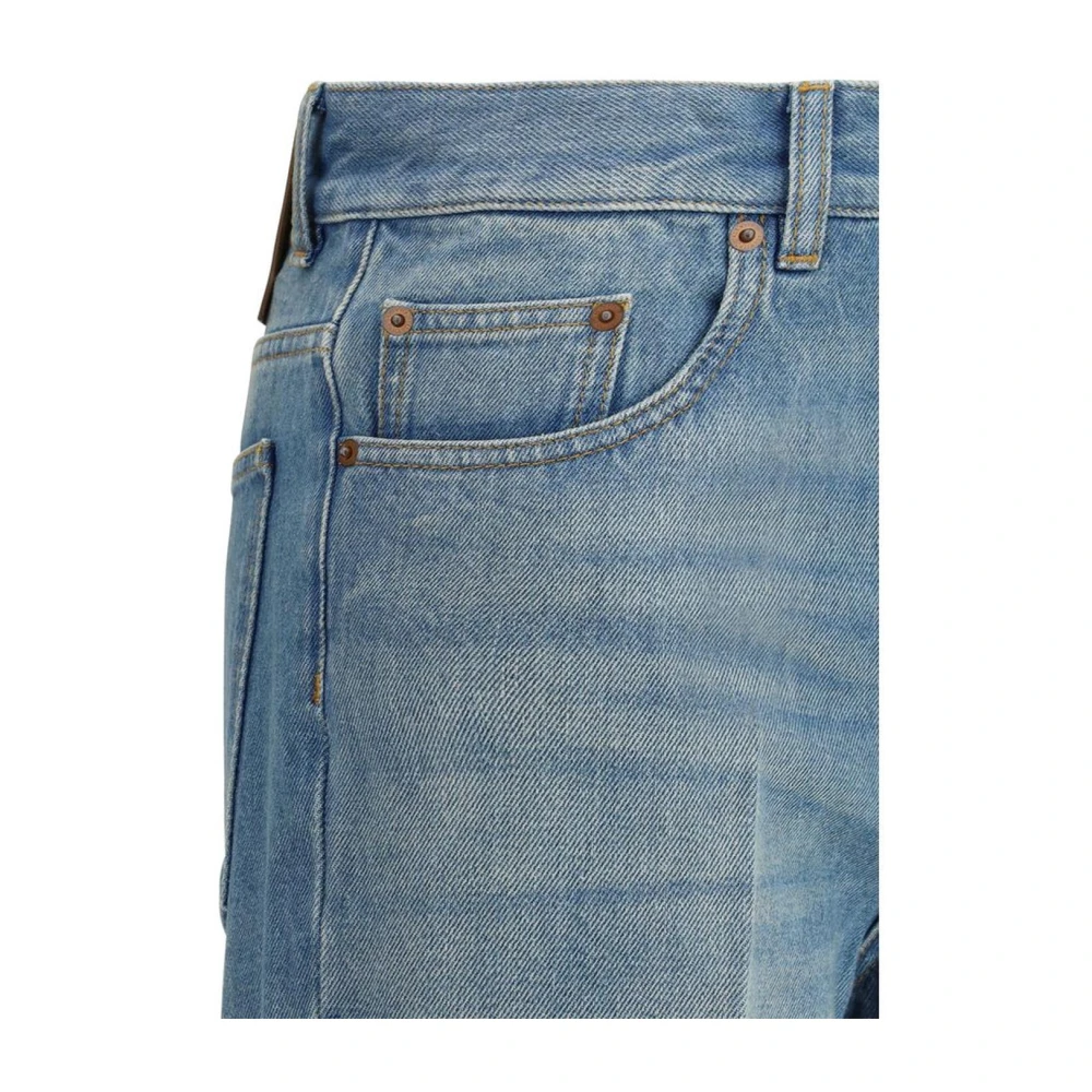 Valentino Bloemen gestikte katoenen jeans Blue Dames