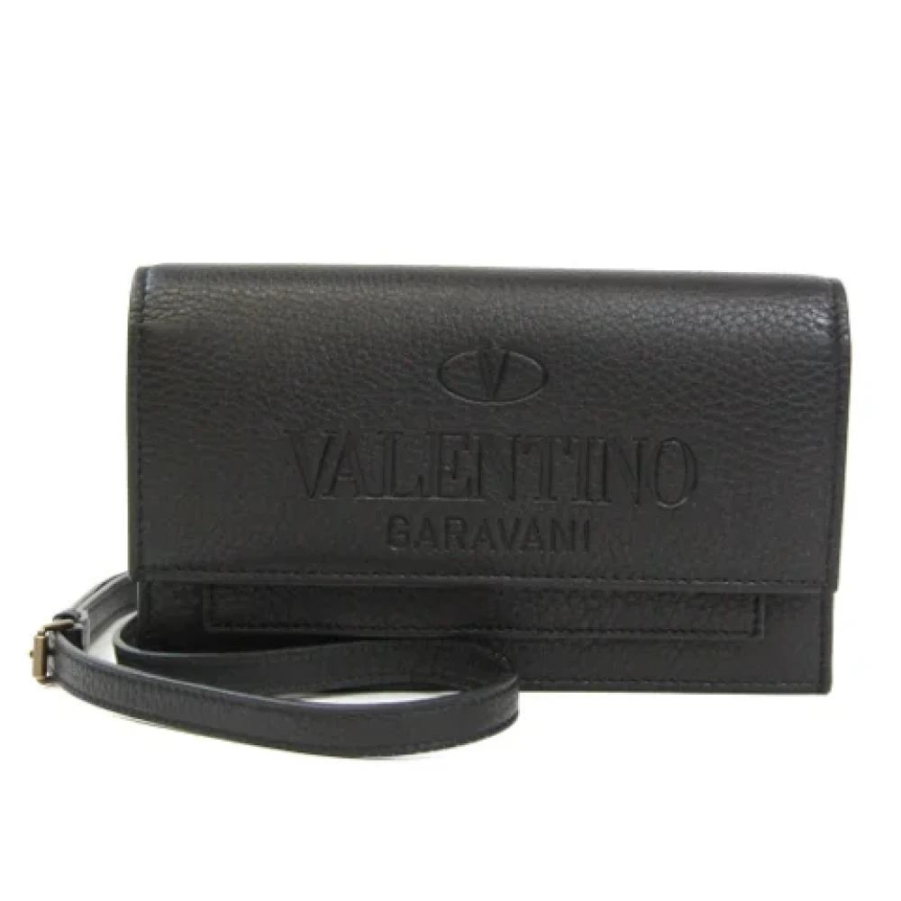 Valentino Vintage Zwarte leren Valentino schoudertas Black Dames