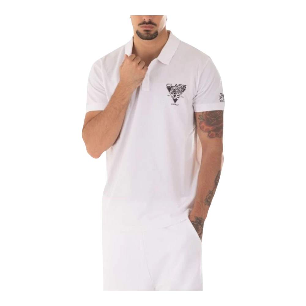 Just Cavalli Heren Logo Polo Shirt White Heren