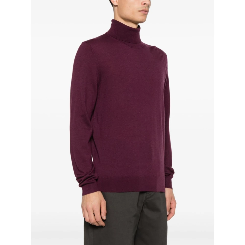 Hugo Boss Paarse Kasjmier Coltrui Sweater Red Heren