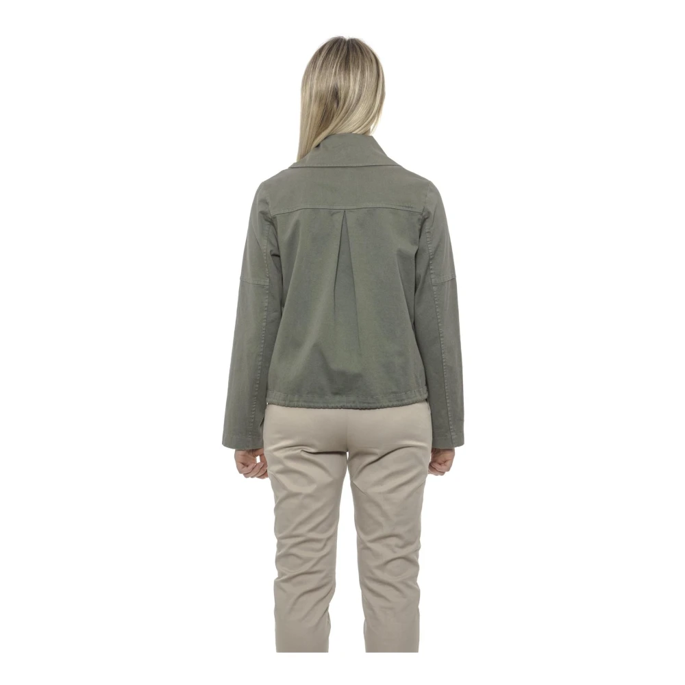Alpha Studio Stijlvolle Blazer met Rits en Knoop Green Dames