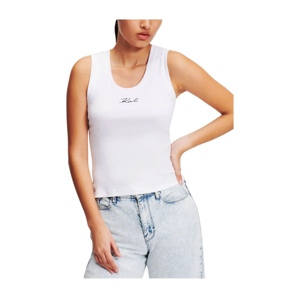 Karl Lagerfeld Top Smanicato White Dames