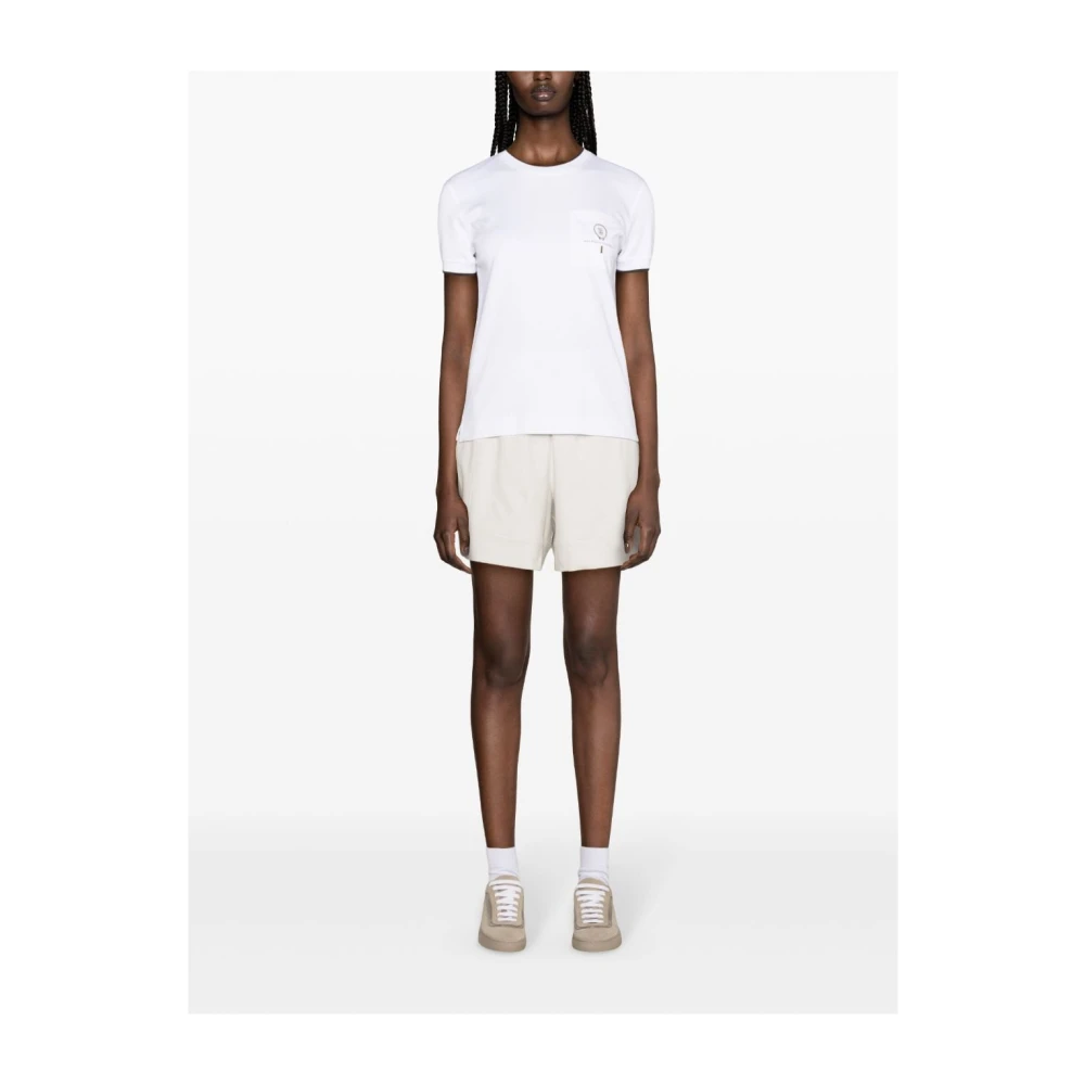 BRUNELLO CUCINELLI Shorts van stretchkatoen met elastische tailleband White Dames