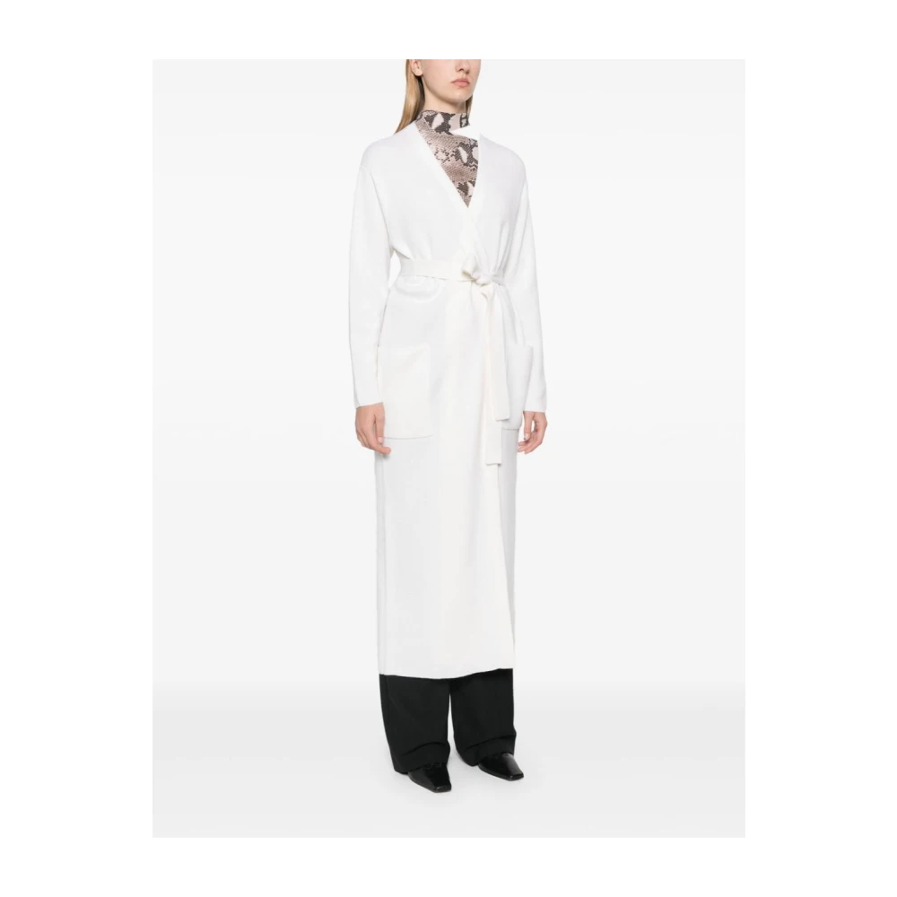 Max Mara Witte Wol Kasjmier Lange Vest White Dames