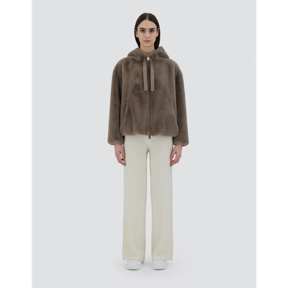 Herno Bontjas met capuchon en rits Beige Dames