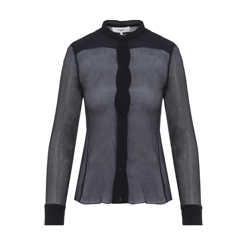 Chloé Women's Blue Blouses, S, Silk Crepon Shirt