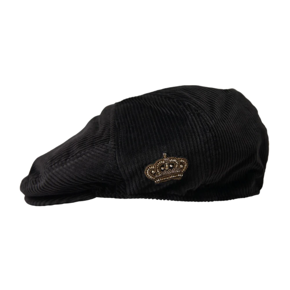 Dolce & Gabbana Zwarte Katoenen Newsboy Cap Black Heren