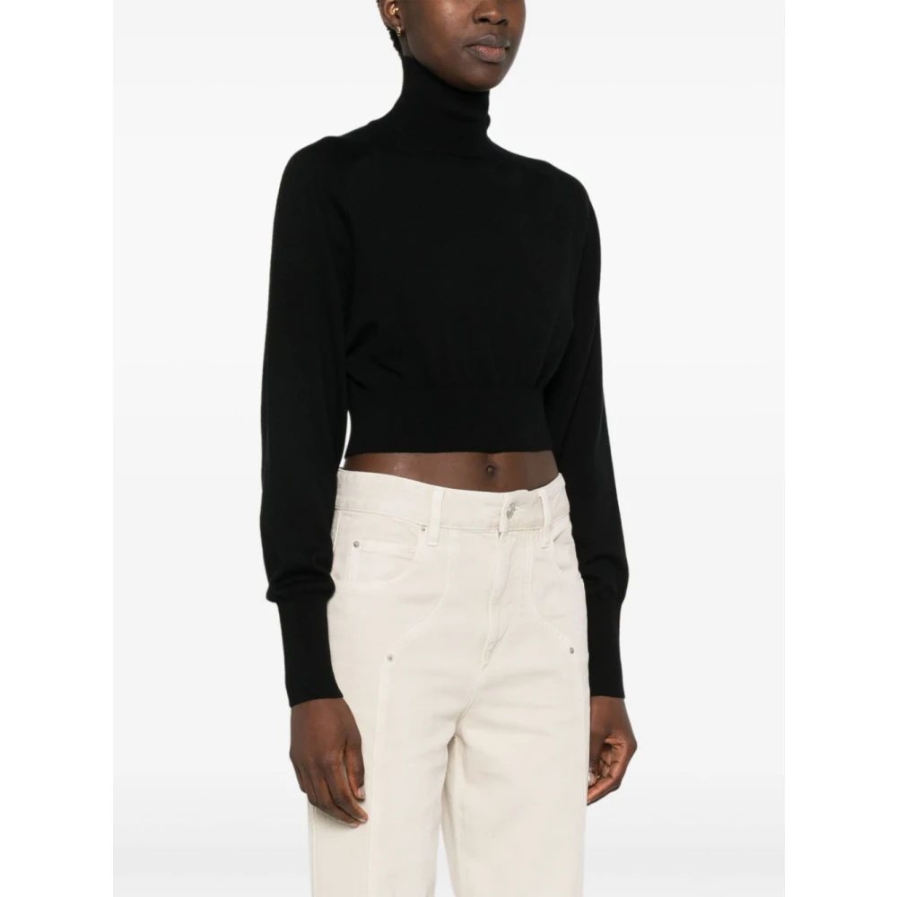 SPORTMAX Zwarte Wollen Gebreide Trui Black Dames