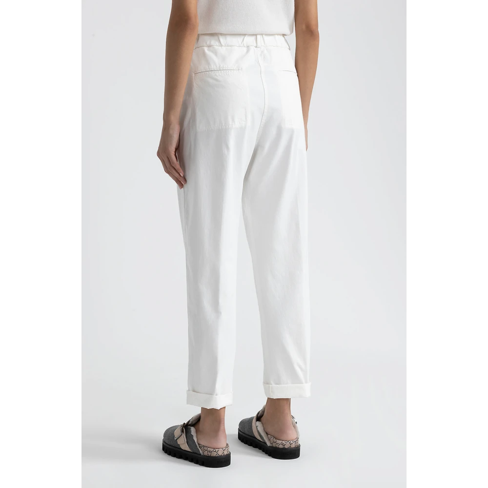 PESERICO Broek in katoen zijde keper en tencel White Dames