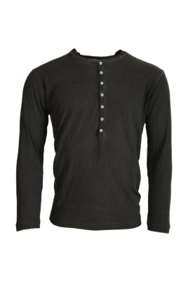 Grå Henley Pullover Tröja