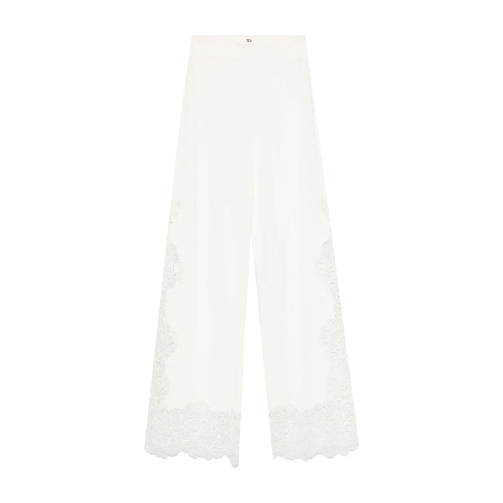 Ermanno Scervino Witte bloemen geborduurde elastische taille broek White Dames