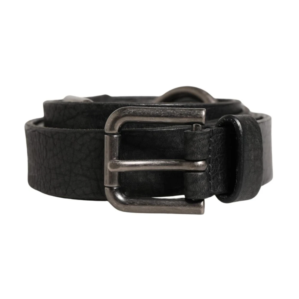 Dolce & Gabbana Herren Schwarz Kalbsleder Metall Schnalle Gürtel