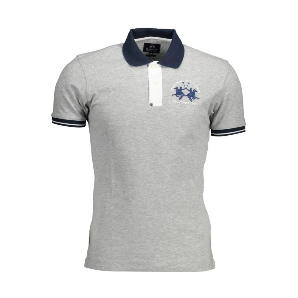 La Martina Men's Gray Polo Shirts,, Cotton Polo Shirt Classic Fit 2XL