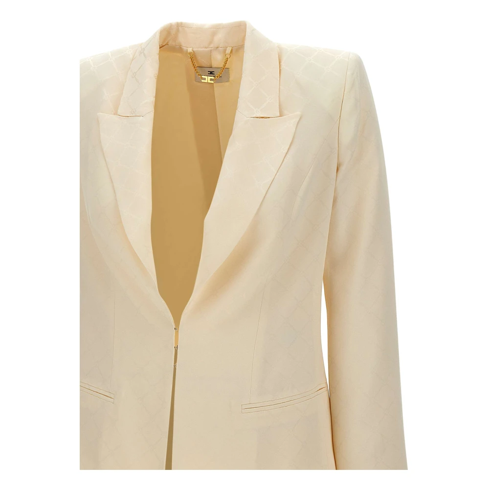 Elisabetta Franchi Witte Jacquard Lozenge Blazer White Dames