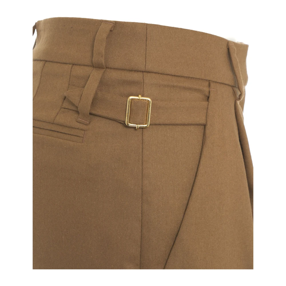 Pt01 Luxe Bruine Geplooide Broek Aw24 Brown Dames