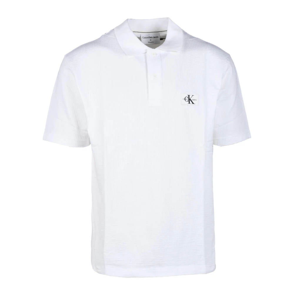 Calvin Klein Jeans Katoen Elastaan Polo Shirt White Heren