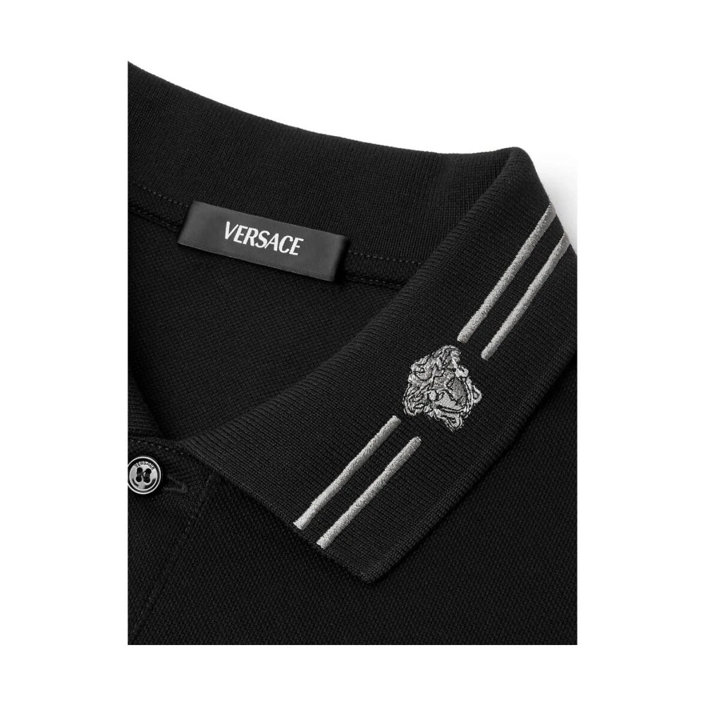 Versace Zwarte Polokraag Trui Black Heren