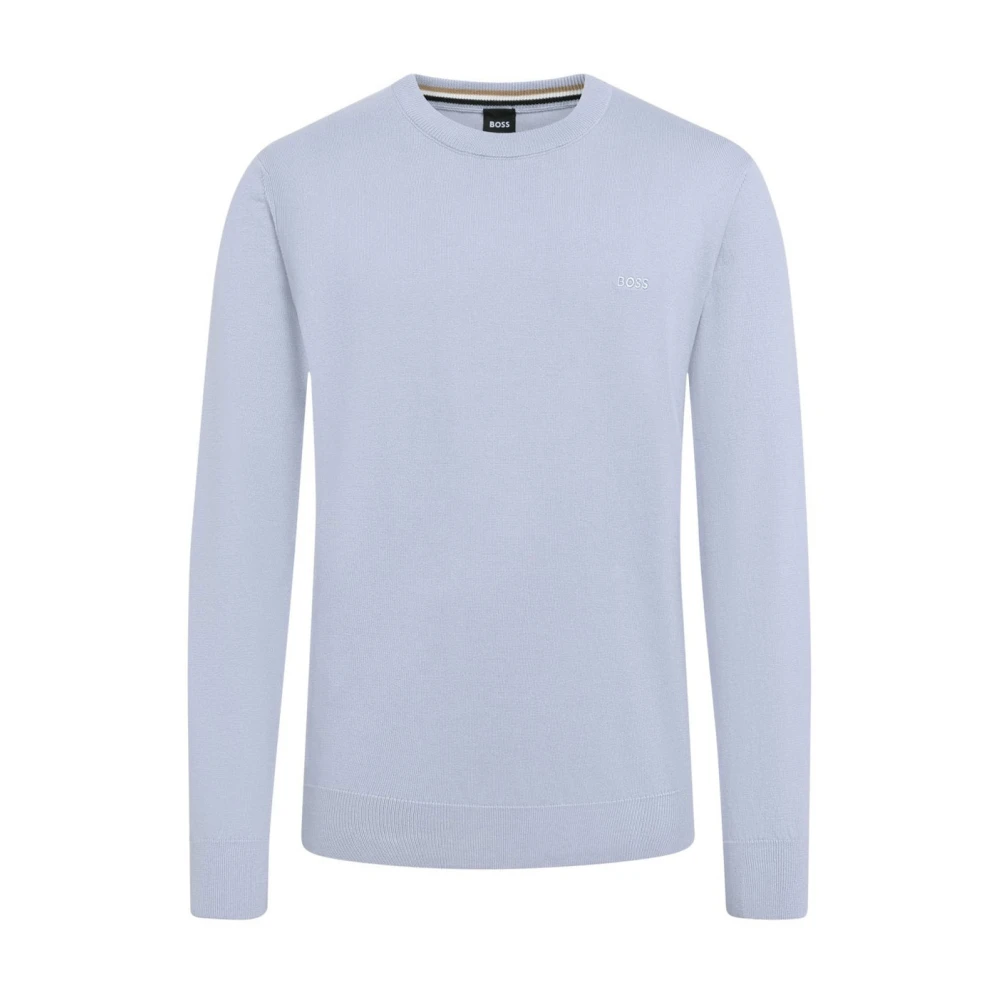 Hugo Men's Blue Round-Neck Knitwear, L, Boss Jumpers