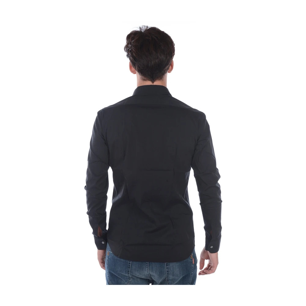 Daniele Alessandrini Slim Fit Basic Overhemd Black Heren