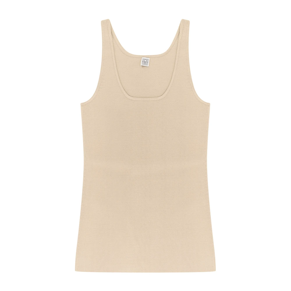 Totême Beige Rund Hals Ärmlös T-Shirt