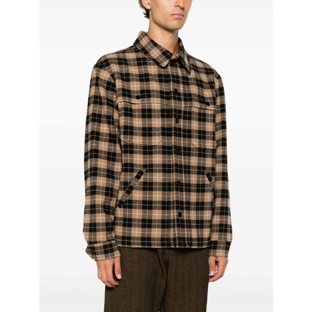 Kenzo Klassieke Lumberjack Geruite Wollen Overhemd Beige Heren