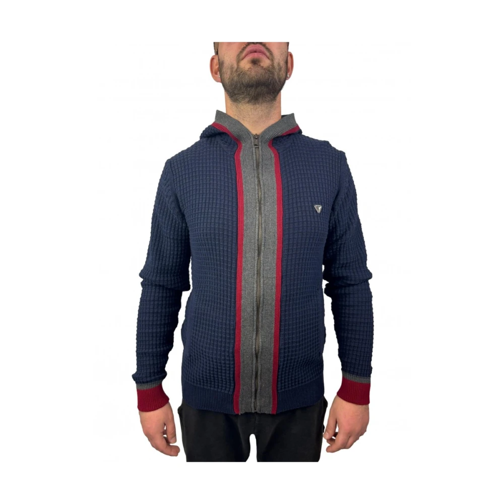 Guess Capuchontrui met rits van katoen Blue Heren