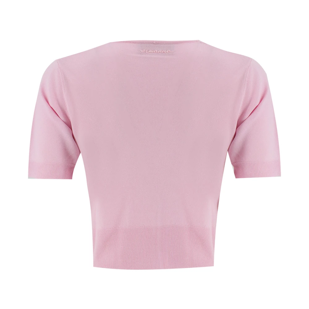 Ermanno Scervino Diepe V-hals Ribgebreide Vest Pink Dames