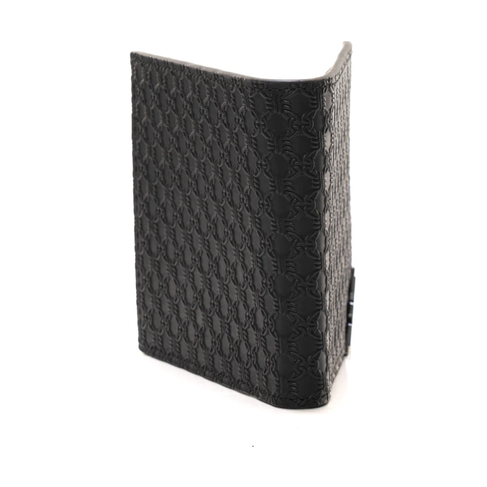 Emporio Armani Leren portemonnee met kaarthouder vakken Black Heren