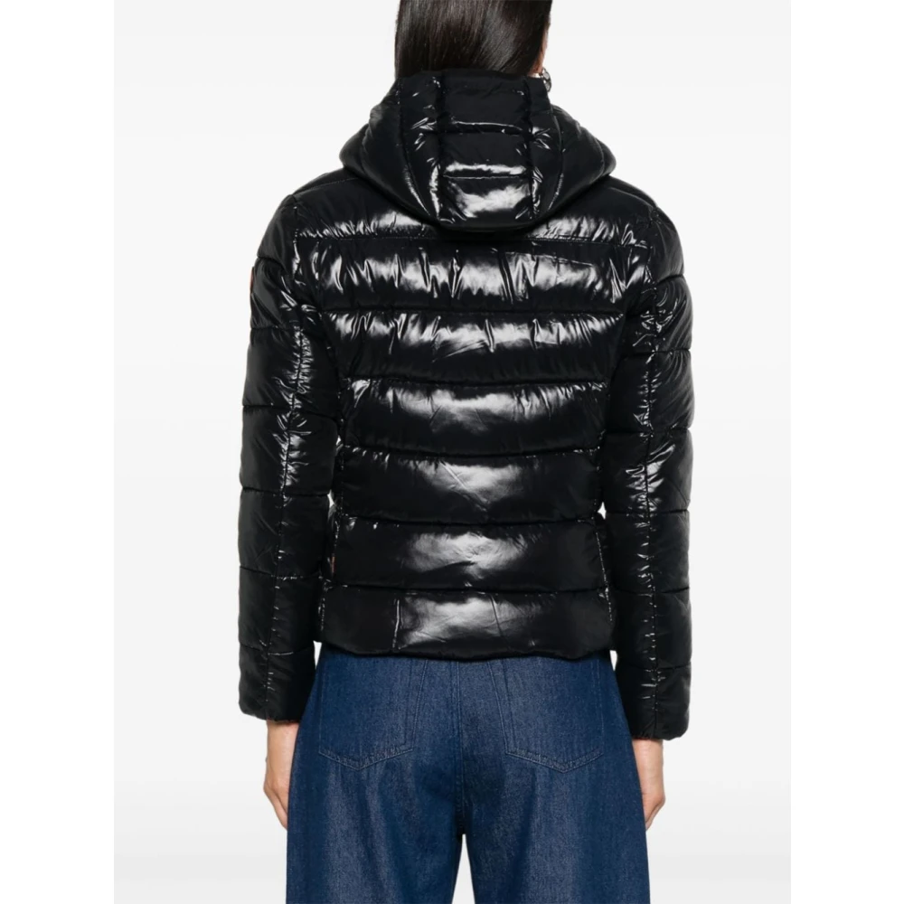 Save The Duck Zwarte winddichte afneembare capuchonjas Black Dames
