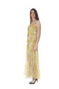 robe-longue-jaune-en-polyester-a-col-en-v